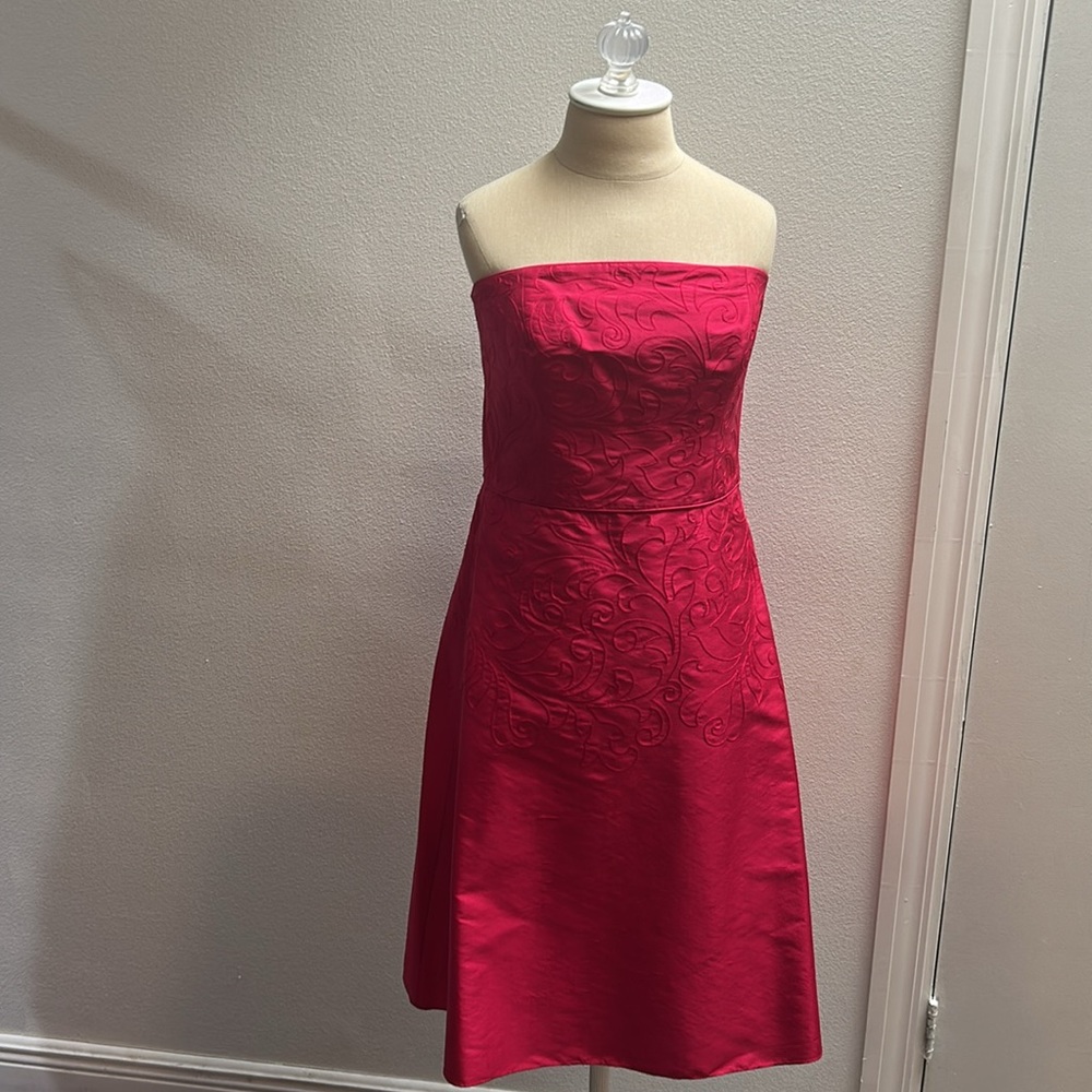 Ann Taylor Magenta Silk Strapless Cocktail Dress